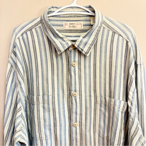 Vintage Levi’s Blue & White Stripe Relaxed Cotton Button Up Shirt - Size XXL EUC - Picture 4 of 15